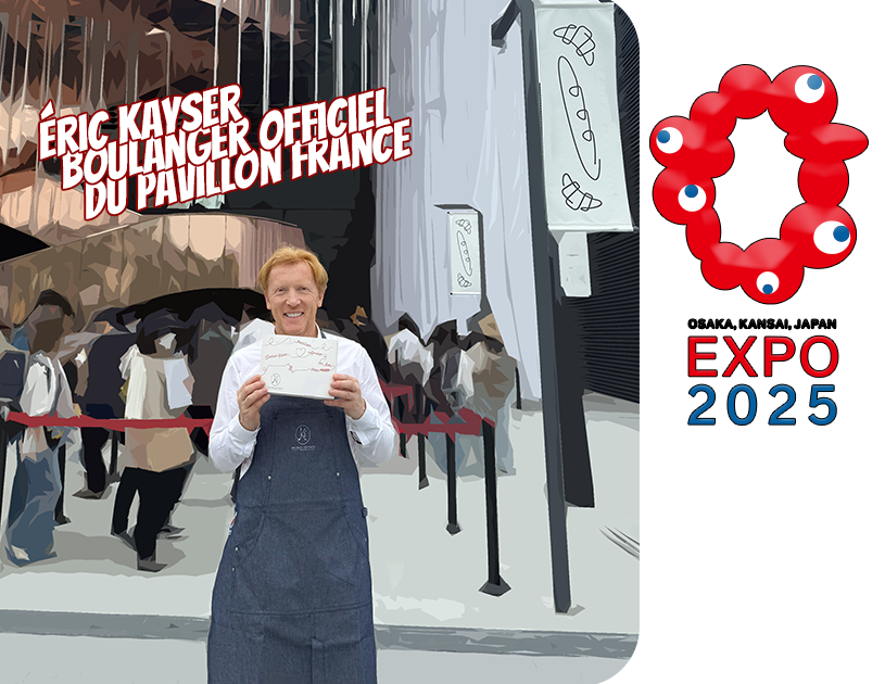 Eric Kayser se tient devant le Pavillon France de l'Exposition Universelle d'Osaka 2025